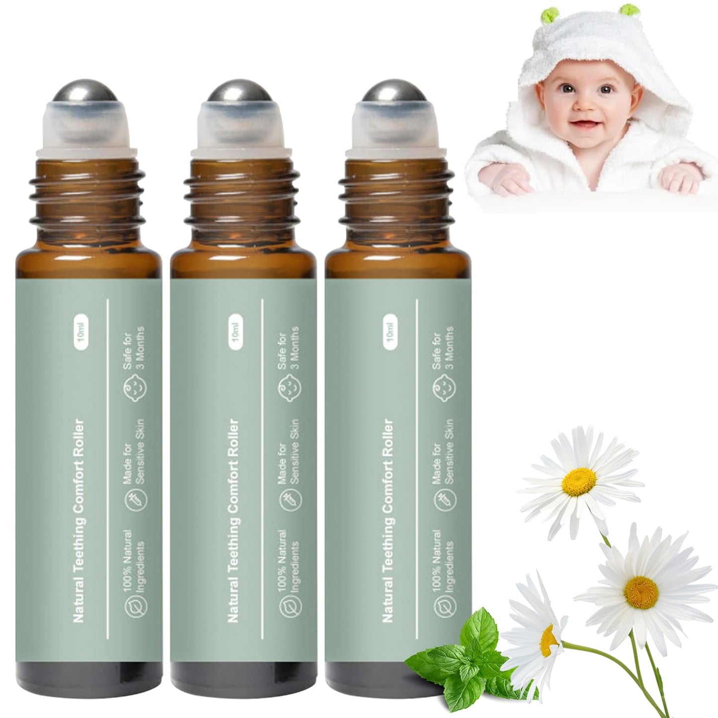 3Pcs Teething Roller, Mamas Teether: Teething Roller, Mamas Teether Teething Relief Roller, Natural Gentle Relief Roller, Roller
