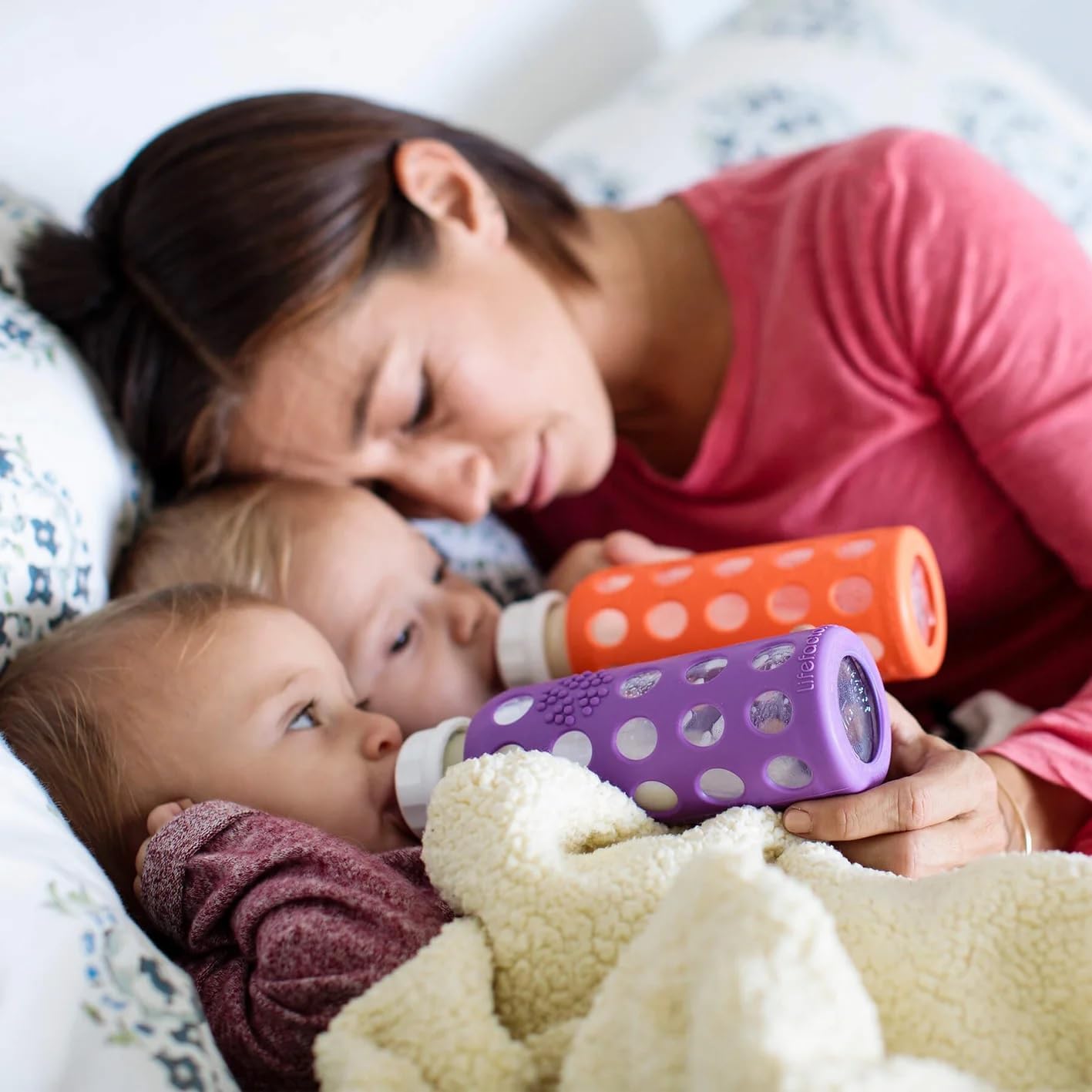 Lifefactory 9-Oz Glass Baby Bottle With Stage 2 Nipple And Protective Silicone Sleeve Mango