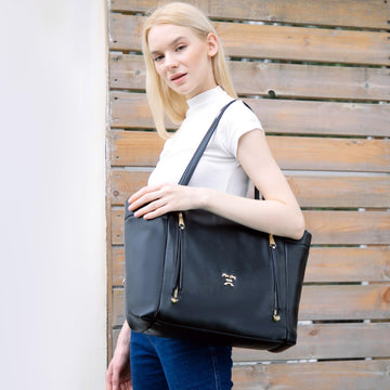 Miss Fong Diaper Bag Tote Leather Diaper Bag Backpack,Large Capacity Mommy Bag Hospital Bag,12 Pockets Travel Diaper Tote With C