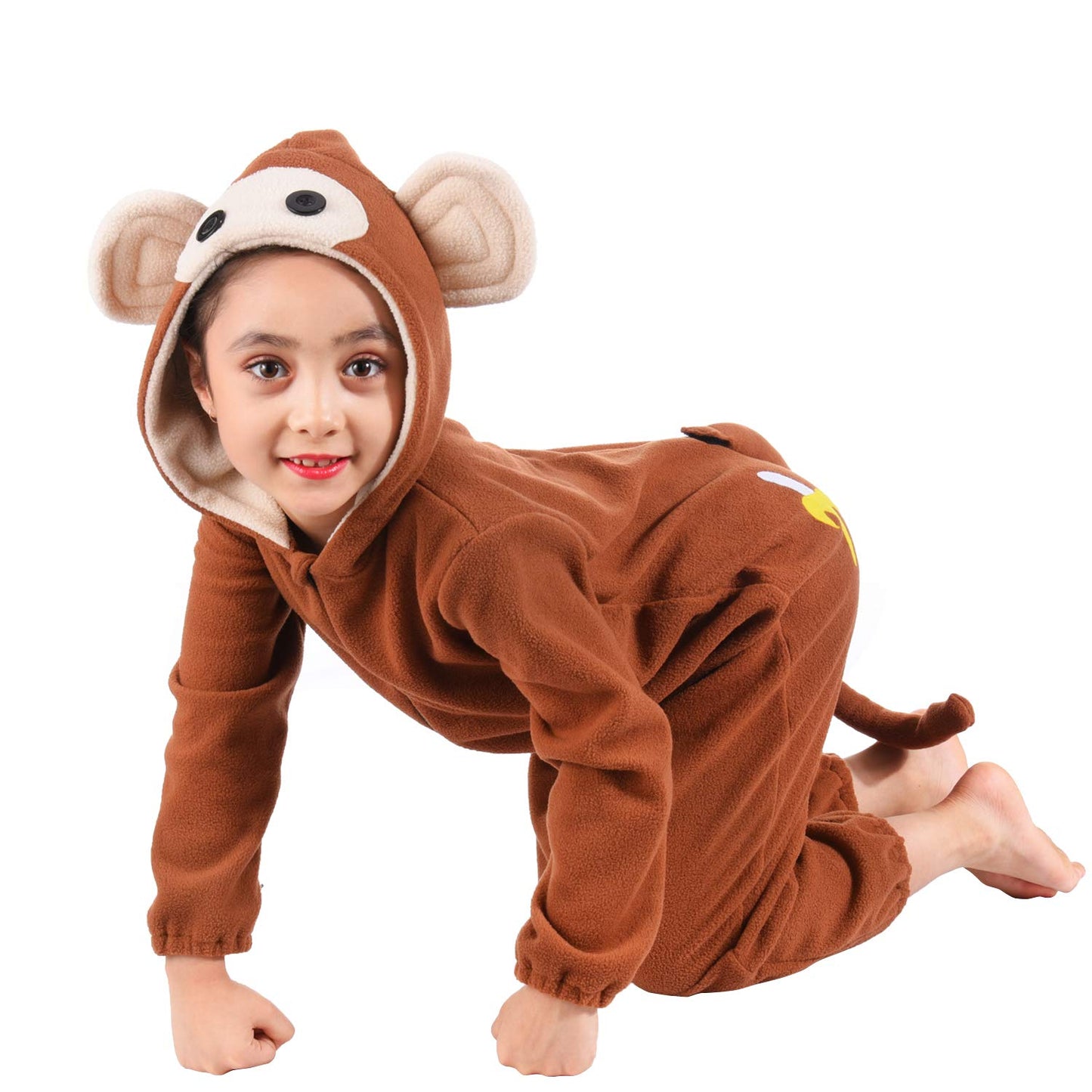 Tao-Ge Kids Monkey Onesie Costume Boys Girls Animal Monkey Halloween Costumes For Child Toddler With Banana Accessories