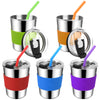 Shineme 8Oz Toddler Cups With Straws, 5Pack Kids Cups With Straws And Lids Spill Proof, Unbreakable Stainless Steel Metal Drinki