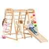 Vevor Medium Size Indoor Playground Jungle Gym, 7-In-1 Toddlers Climber With Wood & Rope Ladder, Net Ladder, Swing, Monkey Bar,