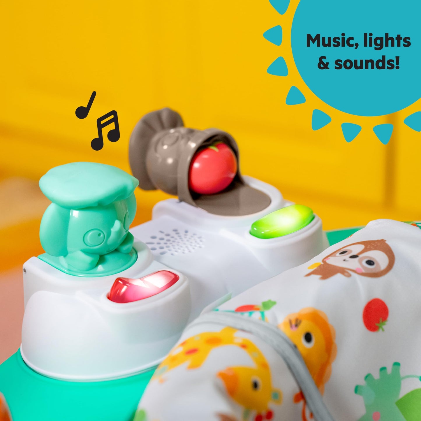 Bright Starts Cooking Up Fun Baby Activity Jumper With Music And Lights, Kitchen Role Play Toys, Unisex, 6 Months+, Up To 25 Lbs