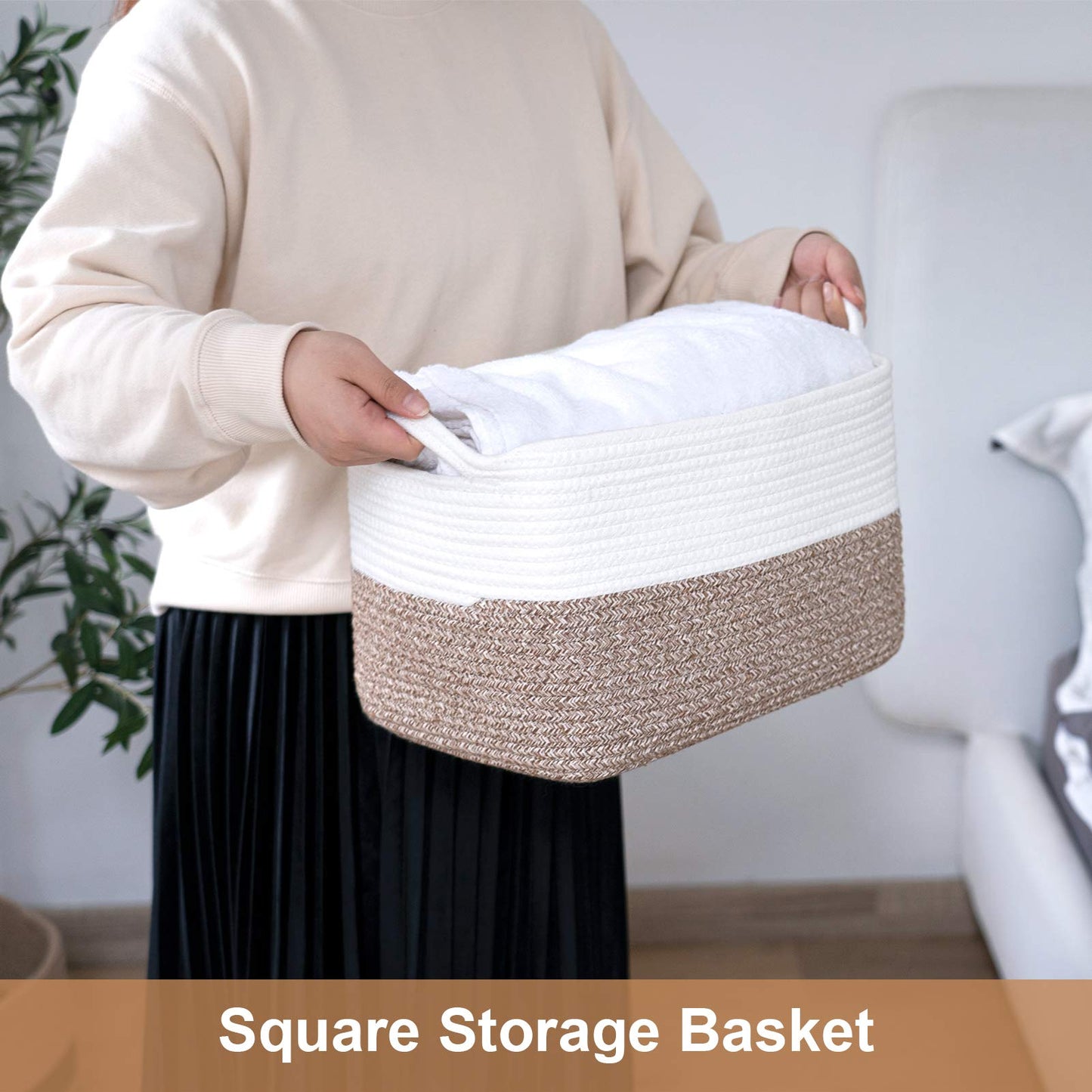 Goodpick Cube Storage Bins - Shelf Baskets For Storage Toys Storage Basket Towel Book Cloth Storage Bins For Office Woven Basket