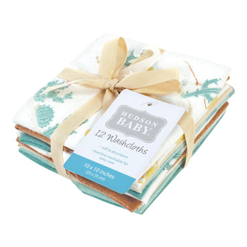 Hudson Baby Unisex Baby Flannel Cotton Washcloths, Desert Cactus 12 Pack, One Size