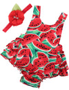 Princesasa Baby Girl'S Clothes Watermelon Floral Ruffles Summer Cake Smash Rompers And Headband For Newborn Gifts,A20,0-6 Months