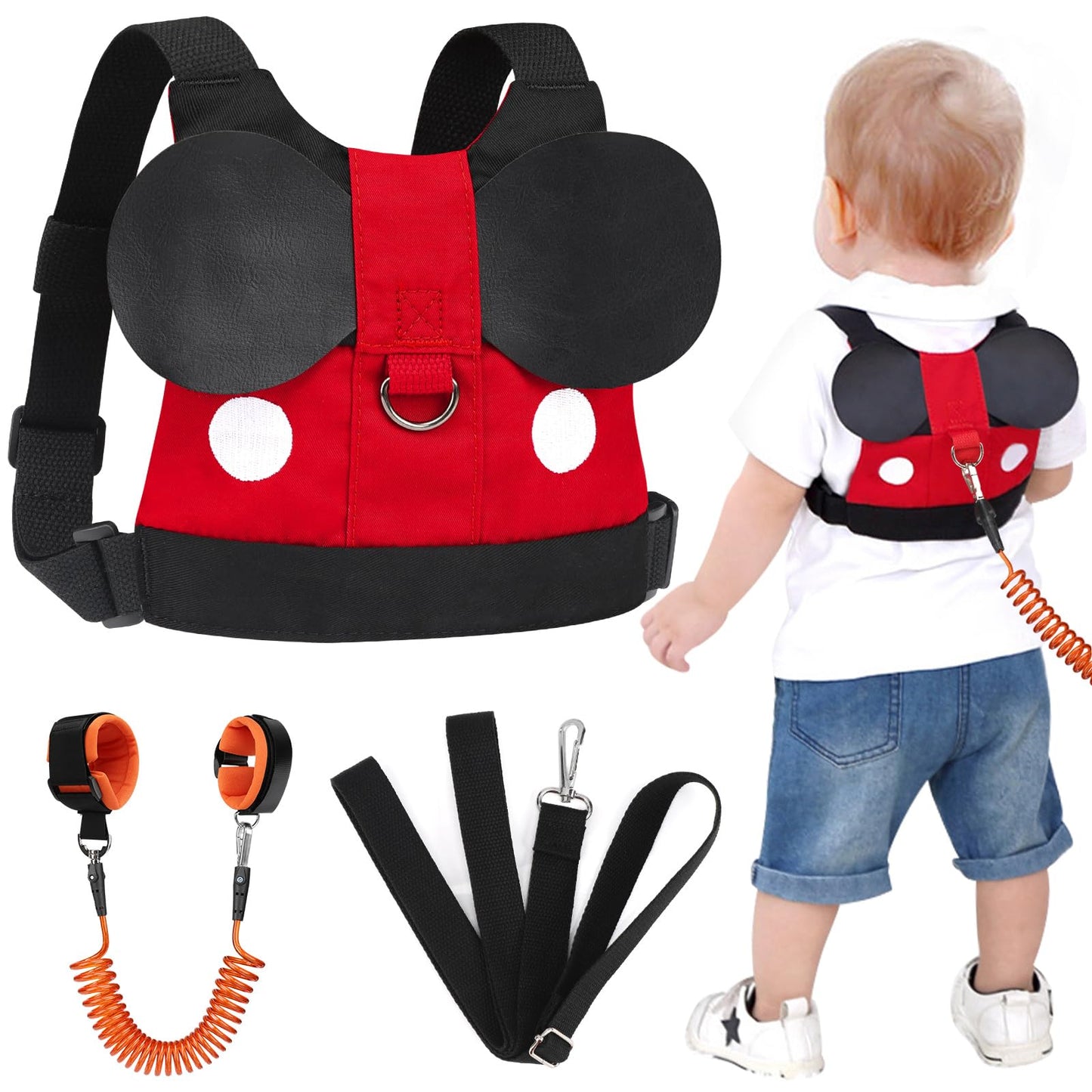 Accmor Toddler Leash Harness, Child Harness Baby Leash + Anti-Lost Wrist Link, Cute Kids Harness With Walking Assistant Strap Be
