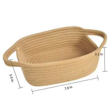 Abenkle Small Storage Basket, Mini Cotton Baby Basket, Cute Tiny Cotton Rope Woven Basket, Shelf Basket, Boho Decorative Toy Dog