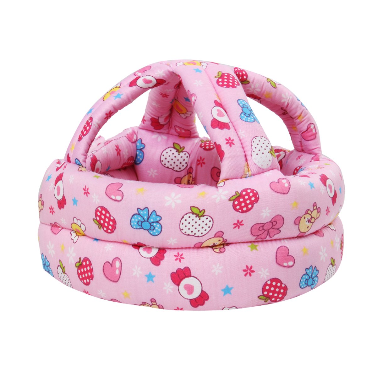 Flyparty Adjustable Infant Baby Toddler Protective Hat Helmet Safety Cap (Red Sweets)