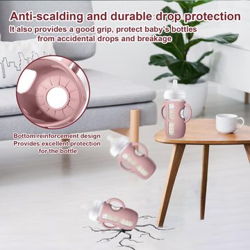 Juome Silicone Sleeves With Handles For Avent Natural Glass Baby Bottles - 3 Pack Anti Breakage Baby Bottle Holder For Philips A