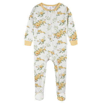 Gerber Baby Girl'S 2-Pack Footed Pajamas, Rose Garden Yellow, 12 Months