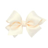Wee Ones Girls' Classic French Satin Hair Bow On A Weestay Clip With A Knot Wrap Center, Small, Ecru