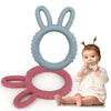 Artcreativity Bunny Teethers For Baby - Set Of 2 Teething Rings - Silicone Baby Teething Toys - Easter Basket Stuffers For Babie