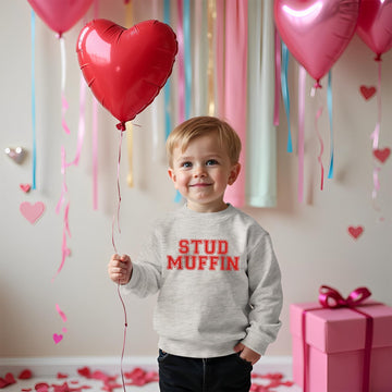 Ag Aguu Toddler Baby Boy Valentine'S Day Sweatshirt Stud Muffin Long Sleeve Shirt Holiday Outfit Crew Neck Tops Fall Clothes(Gre