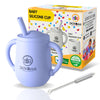 ZoZoBaa Small Silicone Sippy Cup with Straw, Lid & Handles, Purple