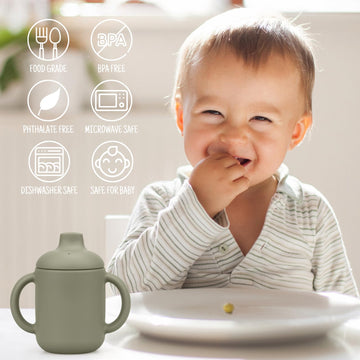 Mintlyfe Baby Sippy Cup, 2 Pack Of Silicone Trainer Cup Toddler For Boys And Girls, Unbreakable, Spill Proof And Two Handle Lear