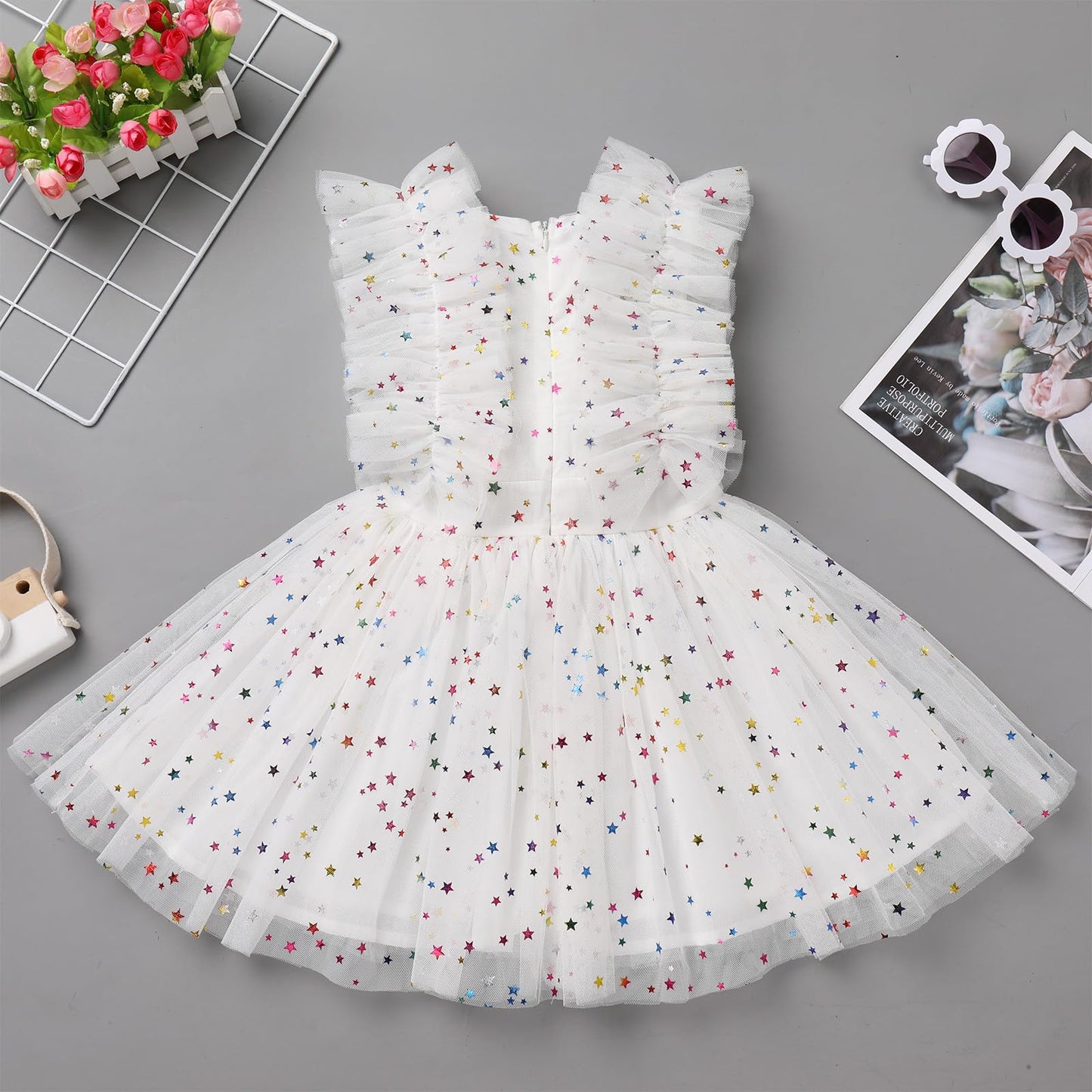 Ibtom Castle Girls Sparkly Dress: Toddler Sequin Dress, Baby Girl Dress - Infant Ruffled Embroidered Photoshoot Dresses For Bapt