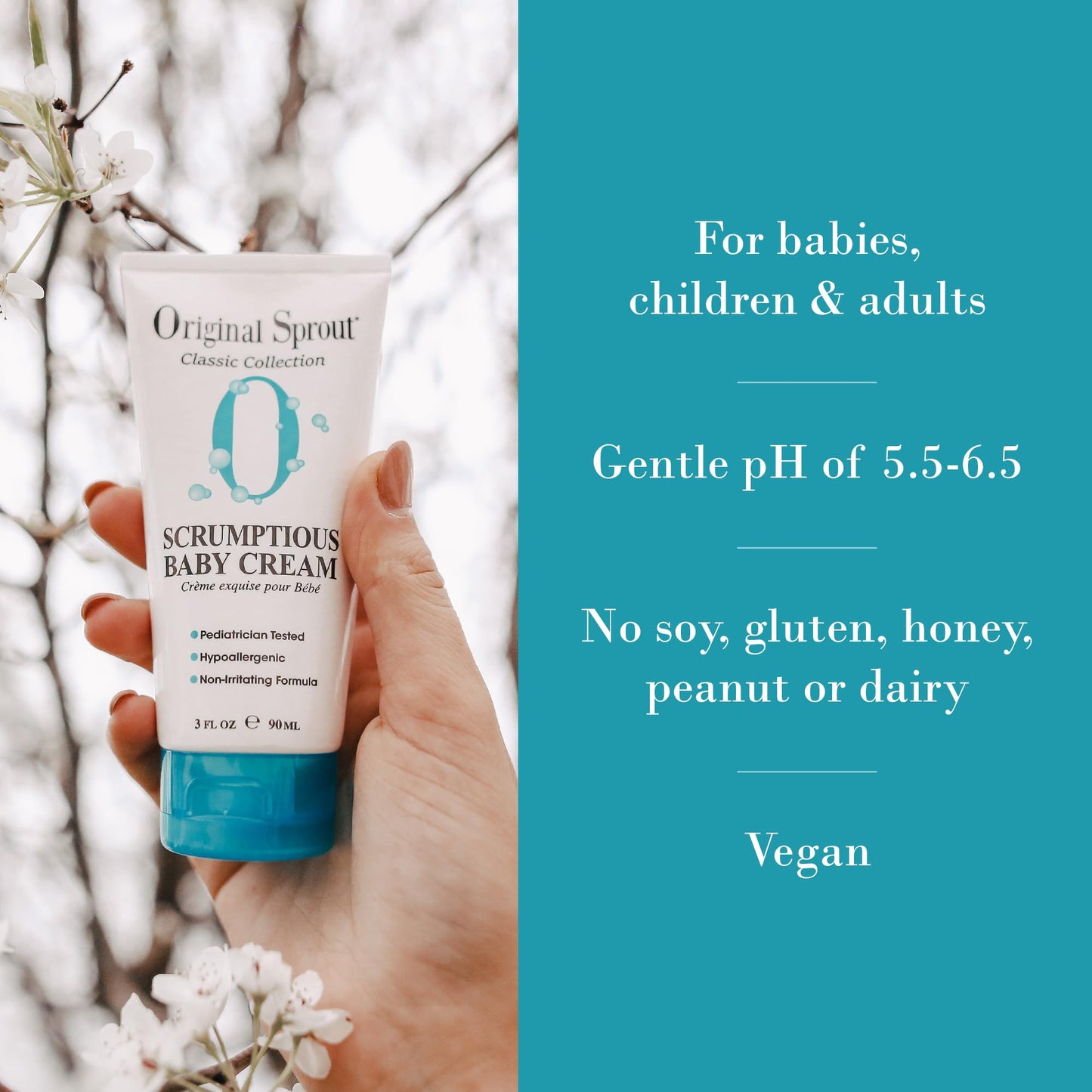 Original Sprout Scrumptious Baby Cream, Baby Lotion & Diaper Rash Cream With Zinc For Babys Sensitive Skin, 3 Oz. Travel Size Bo