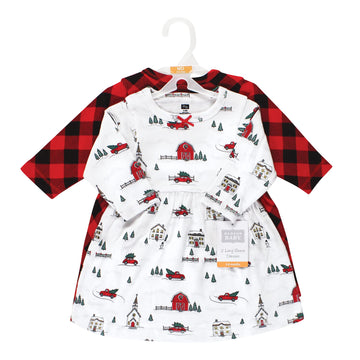 Hudson Baby Girls' Cotton Dresses, Christmas Scene, 6 Years