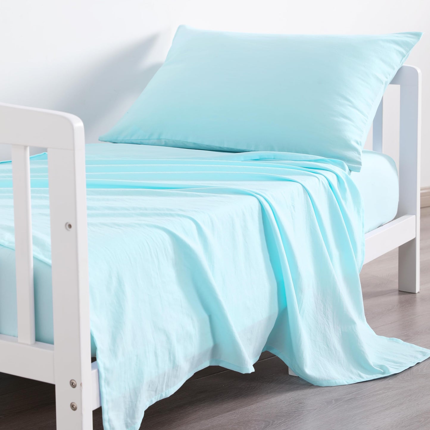 Ntbay Toddler Sheet Set - 3-Piece Microfiber Crib Sheet Set - Flat Sheet, Fitted Sheet, Pillowcase - Solid Toddler Bedding, Ligh