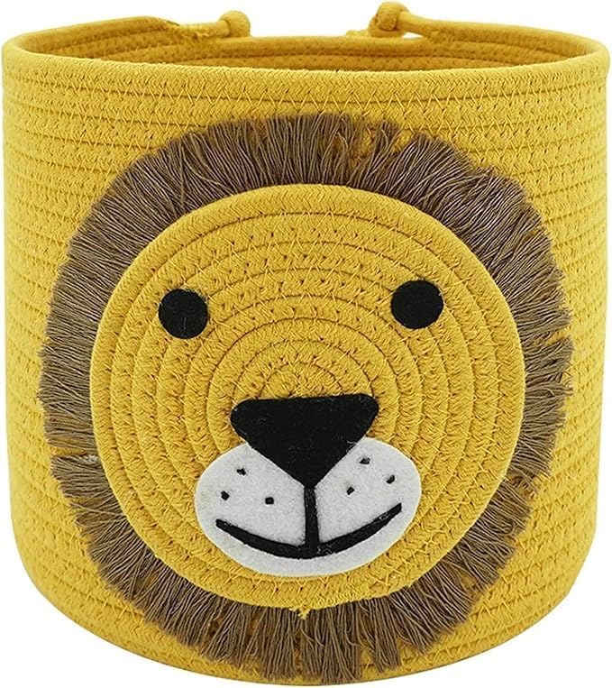Kids Lid Basket With Beautiful Characters Rope Storage Basket For Baby Diaper, Stuffed Animal Storage Bin Rope Storage For Kid