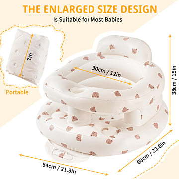 Inflatable Baby Seat For Babies 3-36 Months, Sit Up Chair Built In Air Pump Blow Up Infant Back Support Floor Seat For Bebe 3 Mo