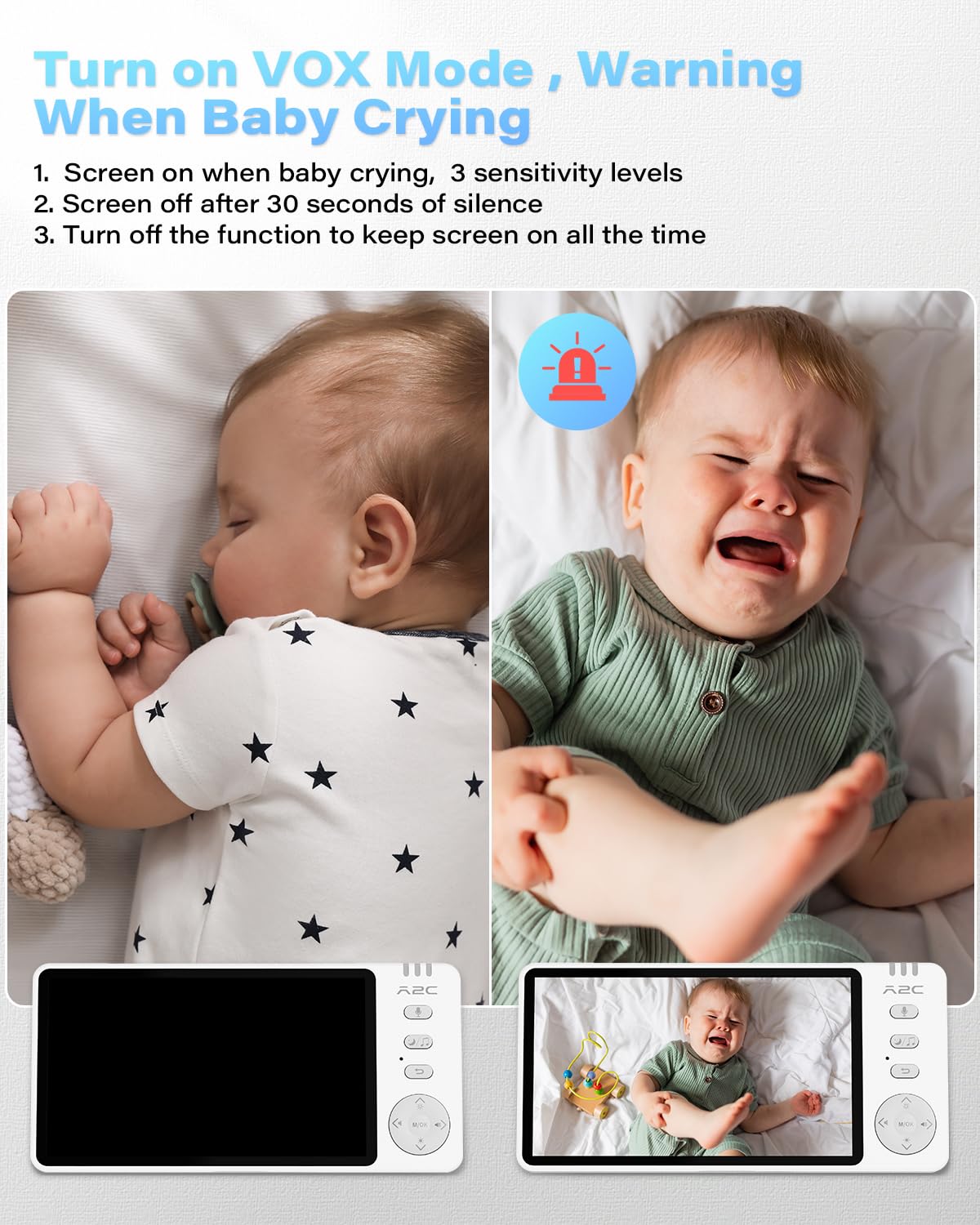 A2C Baby Car Camera, 5' 1080P Hd Baby Monitor With Night Vision & Feeding Reminder, Rear-Facing Car Seat Monitor For Backseat &