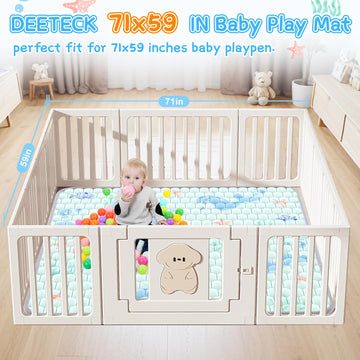 Baby Play Mat 71X59 Inch - Thick & Soft Baby Cushioned Playmat For Playpen - Crawling Play Mats For Babies Toddlers Infant With