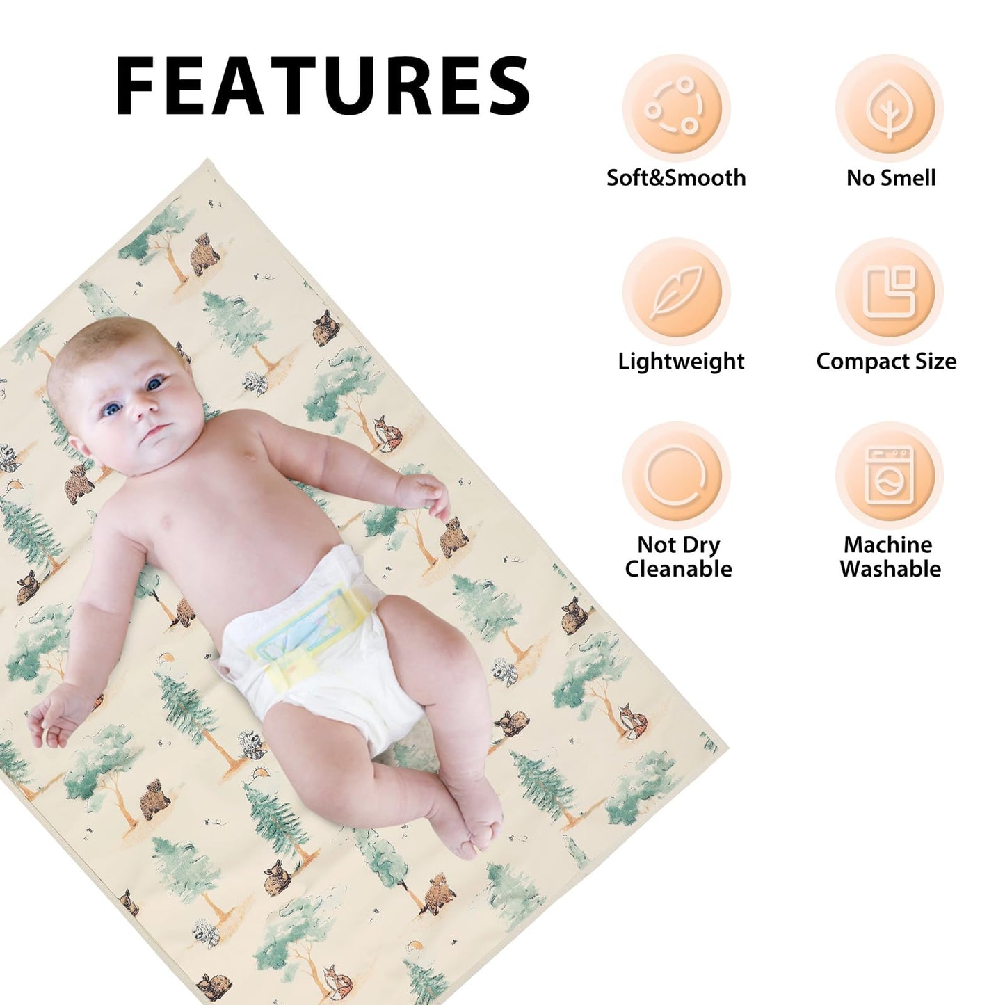 Vegan Leather Baby Changing Mat - Wipeable Portable Changing Pad, Foldable Travel Changing Mat For Baby, Newborns Toddlers Showe