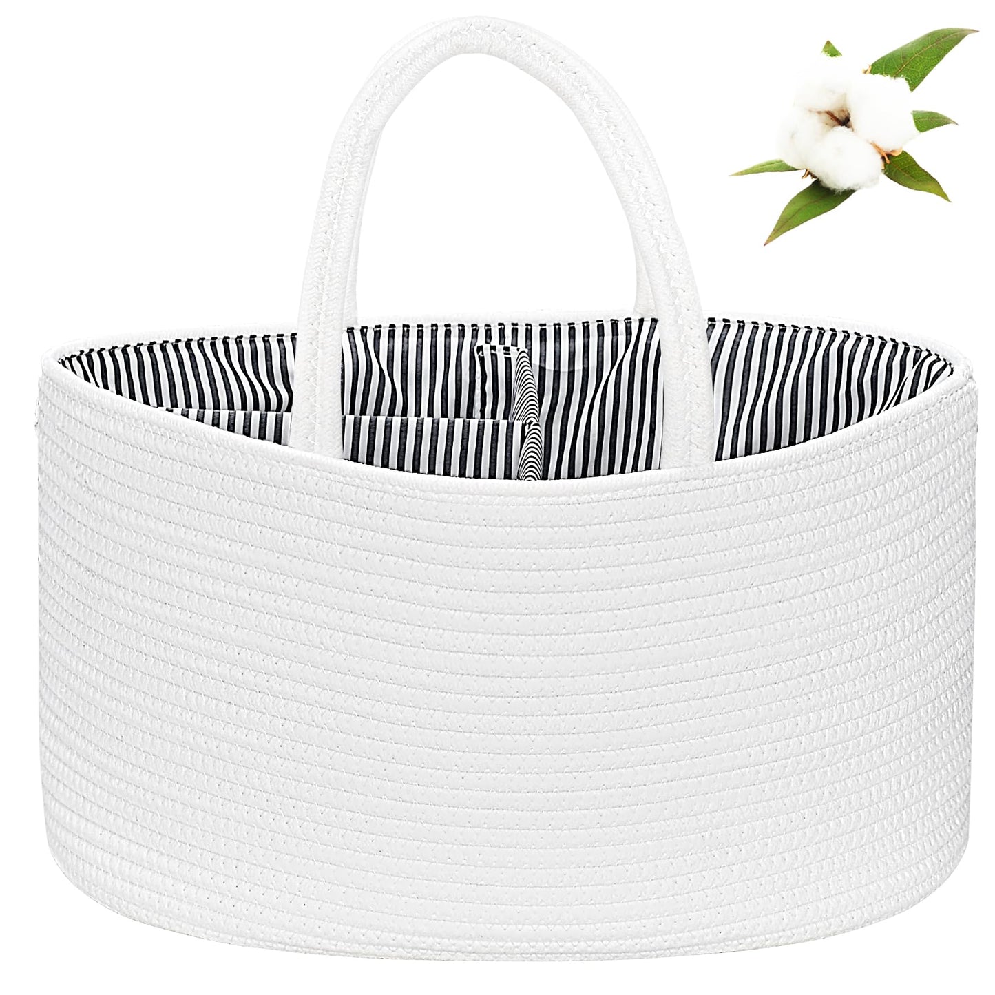 ABenkle X-Large Diaper Caddy Organizer - Cotton Rope Nursery Storage Basket for Baby Essentials, Boys & Girls Shower Gift, Chang