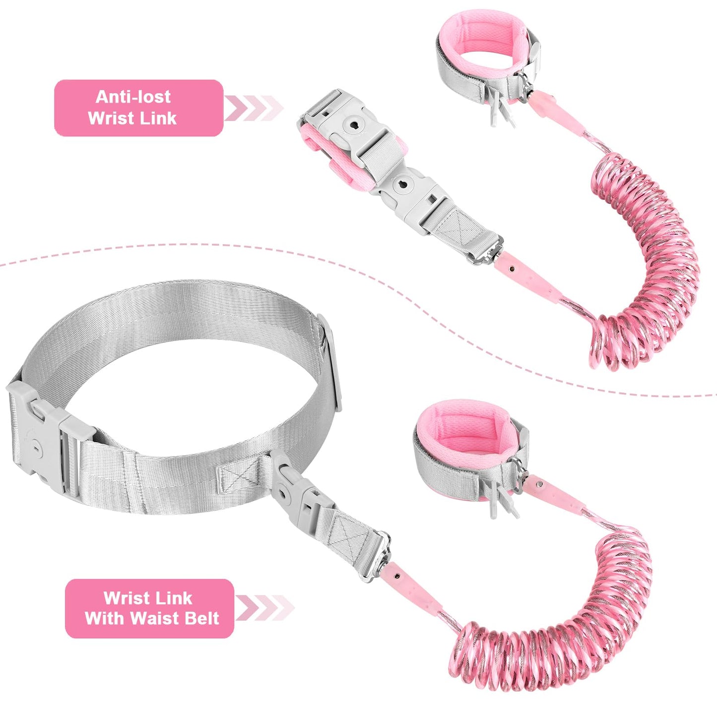 Accmor Reflective Toddler Belt Leash, Anti Lost Wrist Link For Baby, Kid Anti Lost Waist Band Child Leash With Lock For Babies G