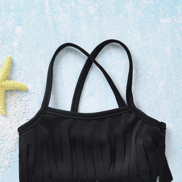 Toddler Infant Baby Girls Swimsuit Leopard Tassels Bikini Two Pieces Bathing Suit Summer Beach Outfits Set (Leopard, 2T)