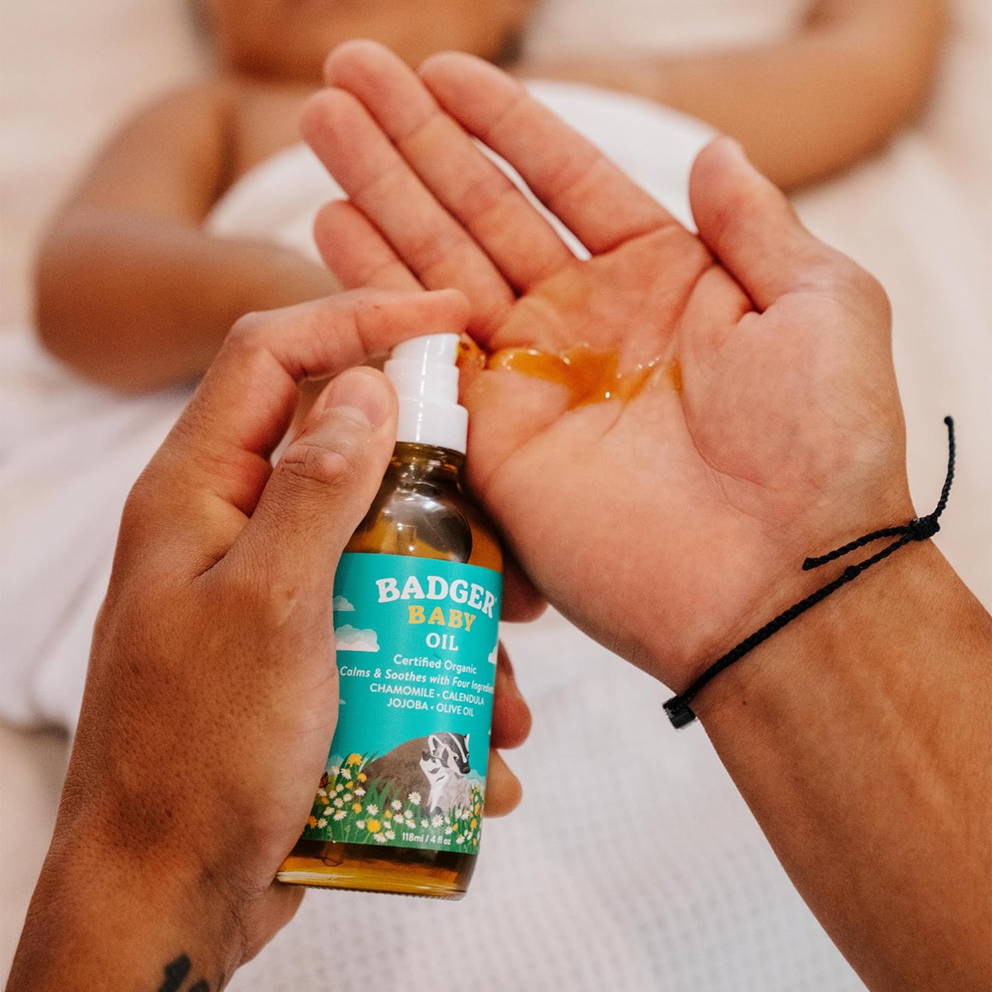 Badger Baby Oil With Chamomile Calendula, All Organic Ingredients, Soften Moisturize With Organic Baby Oil For Dry Skin Or Cradl