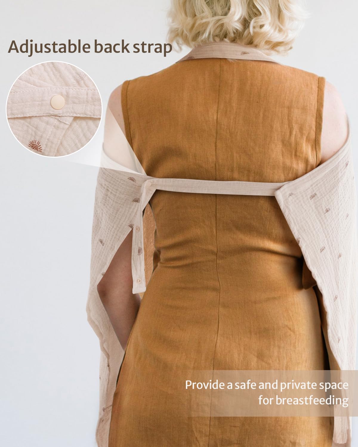 Blissful Diary Muslin Nursing Cover For Breastfeeding, Breathable Breastfeeding Cover Up With Arch Neckline For Women, Nursing A