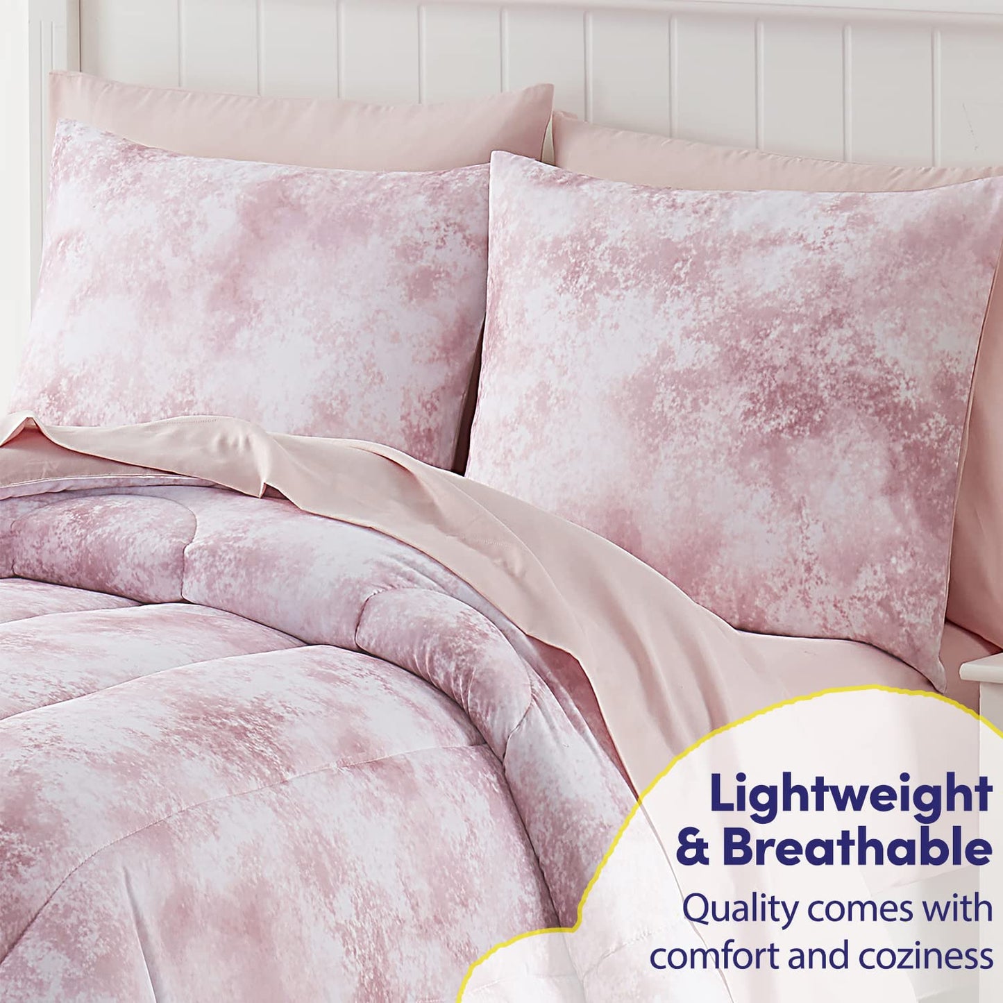 Kids Bedding Set Bed In A Bag For Boys And Girls Toddlers Printed Sheet Set And Comforter, Full, Waterbury Marble (Pack Of 4)