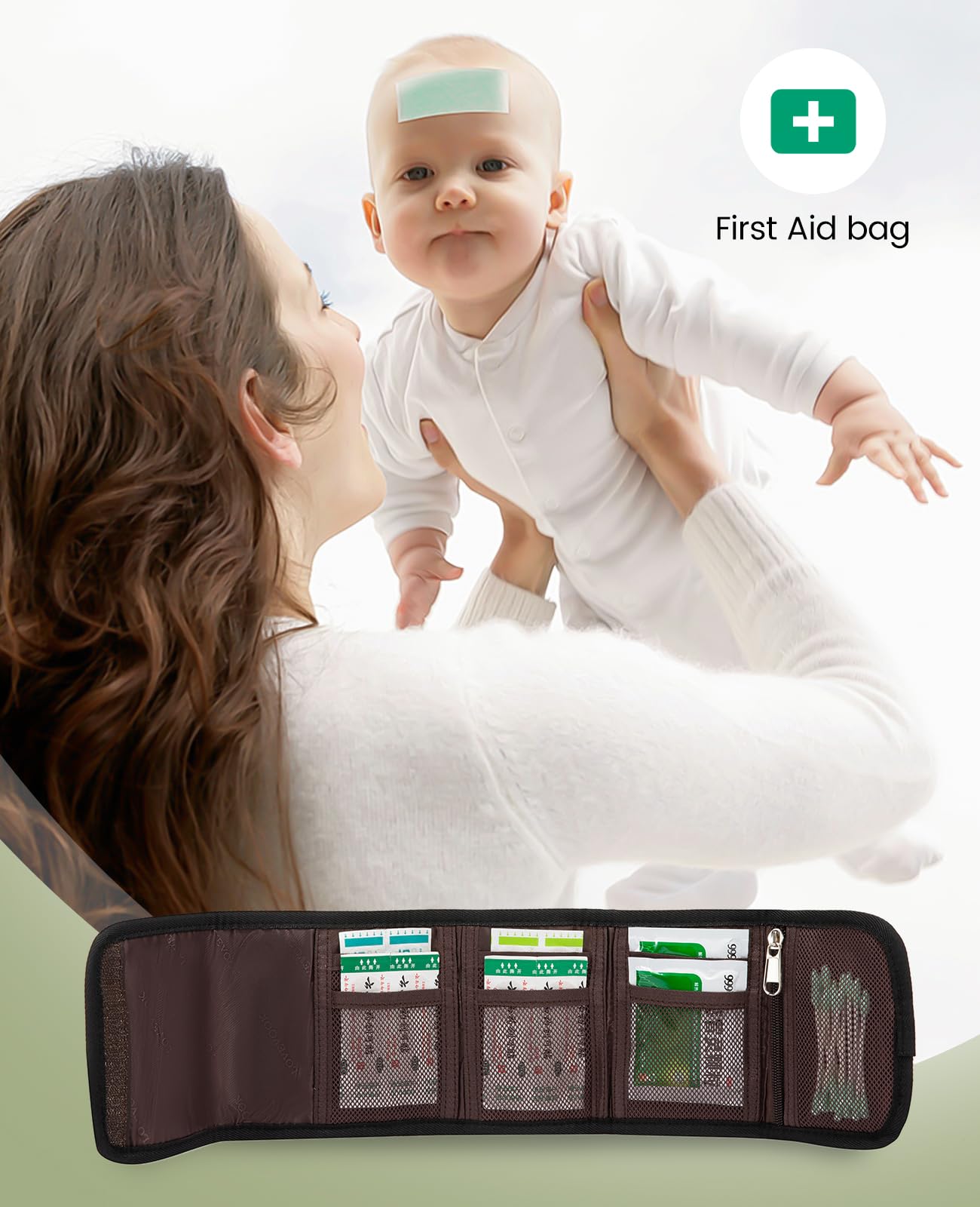 Lovevook Diaper Bag, Large Baby Tote With Changing Pad And First Aid Bag, Black/Beige/Brown