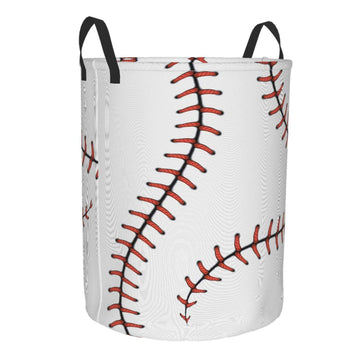 Foruidea Stylish Baseball Stitches Laces Print Laundry Basket,Laundry Hamper,Collapsible Storage Bin,Oxford Fabric Clothes Baske