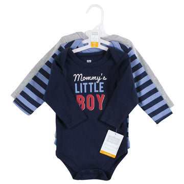 Hudson Baby Unisex Baby Cotton Long-Sleeve Bodysuits Mommys Little Boy, 6-9 Months