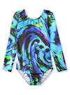 Hoziy Long Sleeve Gymnastics Leotards For Toddler Girls Kids Child 4T 5T Blue Purple Green Black Colorful Oil Painting Swirl Spl