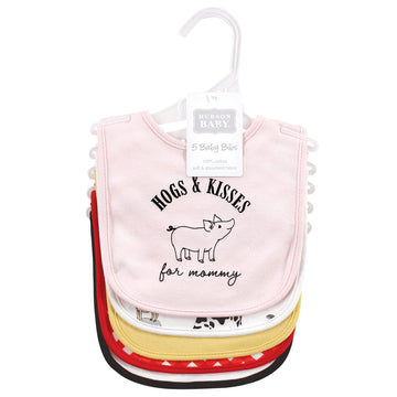 Hudson Baby Unisex Baby Cotton Bibs, Girl Farm, One Size