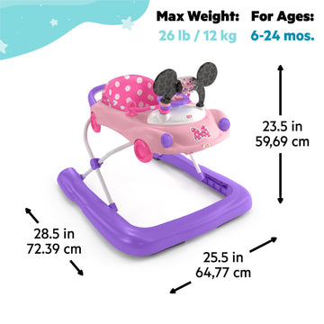 Bright Starts Disney Baby Minnie Mouse Go, Go Bows 3-In-1 Car Walker, Pink And Purple, 6-24 Months