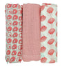GREENBUB 100% Organic Cotton Muslin Flats/Nappies/Square Swaddle 80 X 80 cms Set of 3 (Pink)