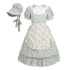 Nuoqi Prairie Dresses For Girls, Green Laura Ingalls Wilder Costume Pioneer Colonial Dress With Yellow Apron, 4-5