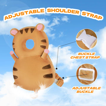 Grnstf Baby Toddler Head Protector, Baby Head Protection Backpack, Adjustable(Tiger)