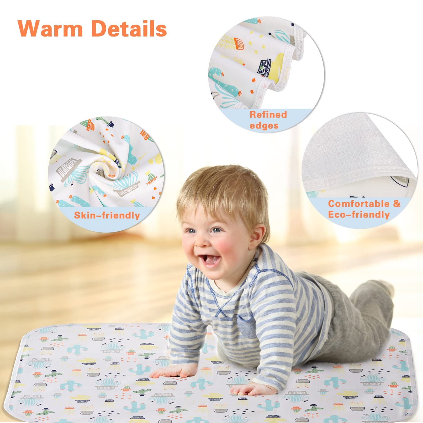 Baby Diaper Changing Pad Waterproof Portable Changing Pad 3 Pack Washable Mattress Pad Reusable Under Pads Changing Pad Liners F