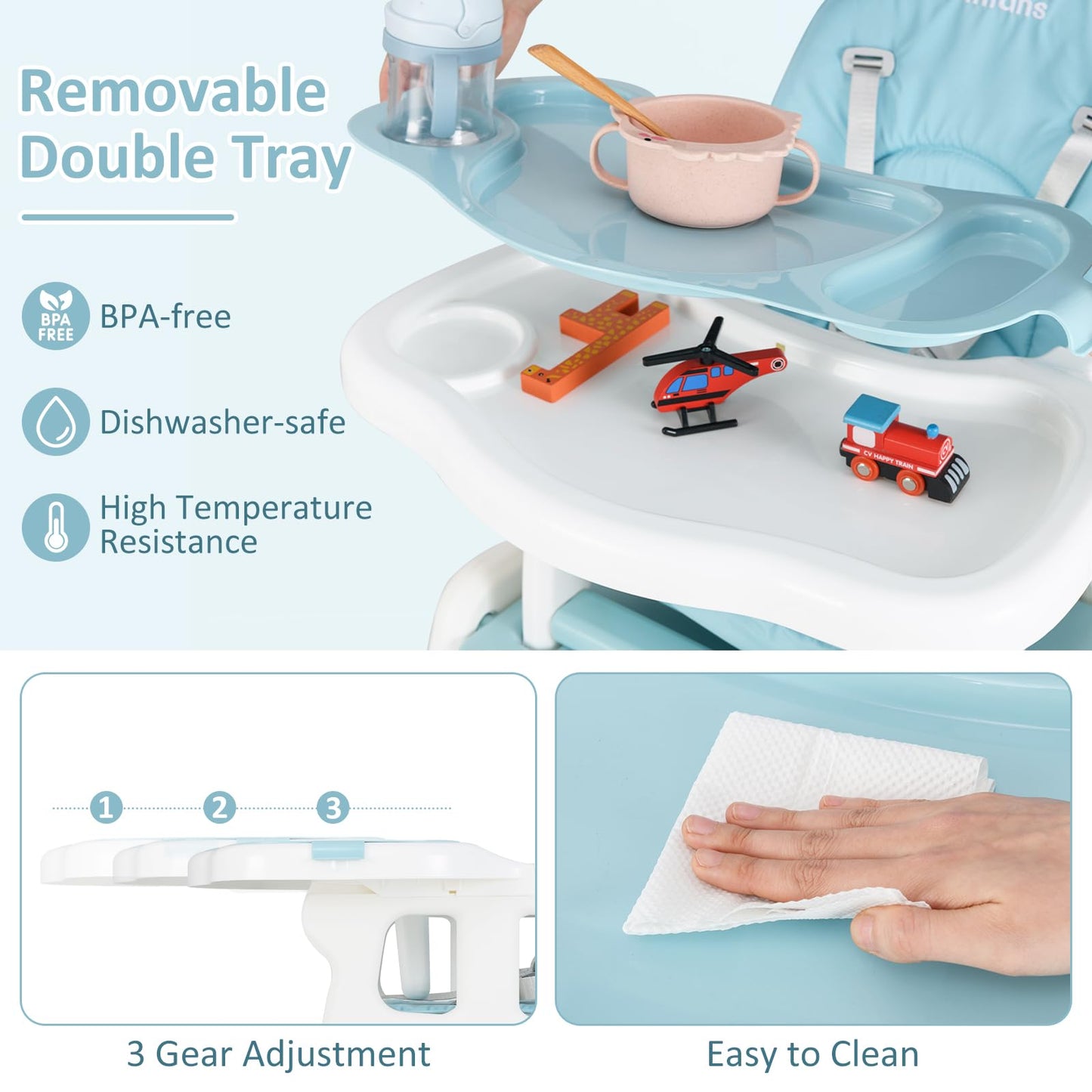 Infans 5 In 1 Baby High Chair, Convertible Toddler Table Chair Set, Rocking Chair, Multi-Function Seat With Lockable Universal W