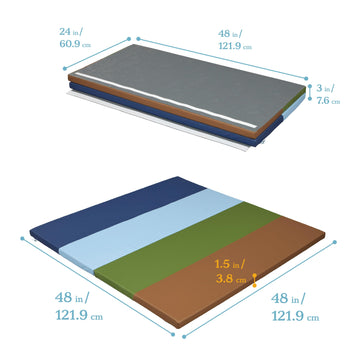 Ecr4Kids Softzone 4-Section Rainbow Runway Activity Mat, Folding Playmat, Earthtone