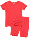 Vaenait Baby Infant Kids Toddler Short Sleeve Sleepwear Pajamas 2Pcs Set Shirring Hotpink L