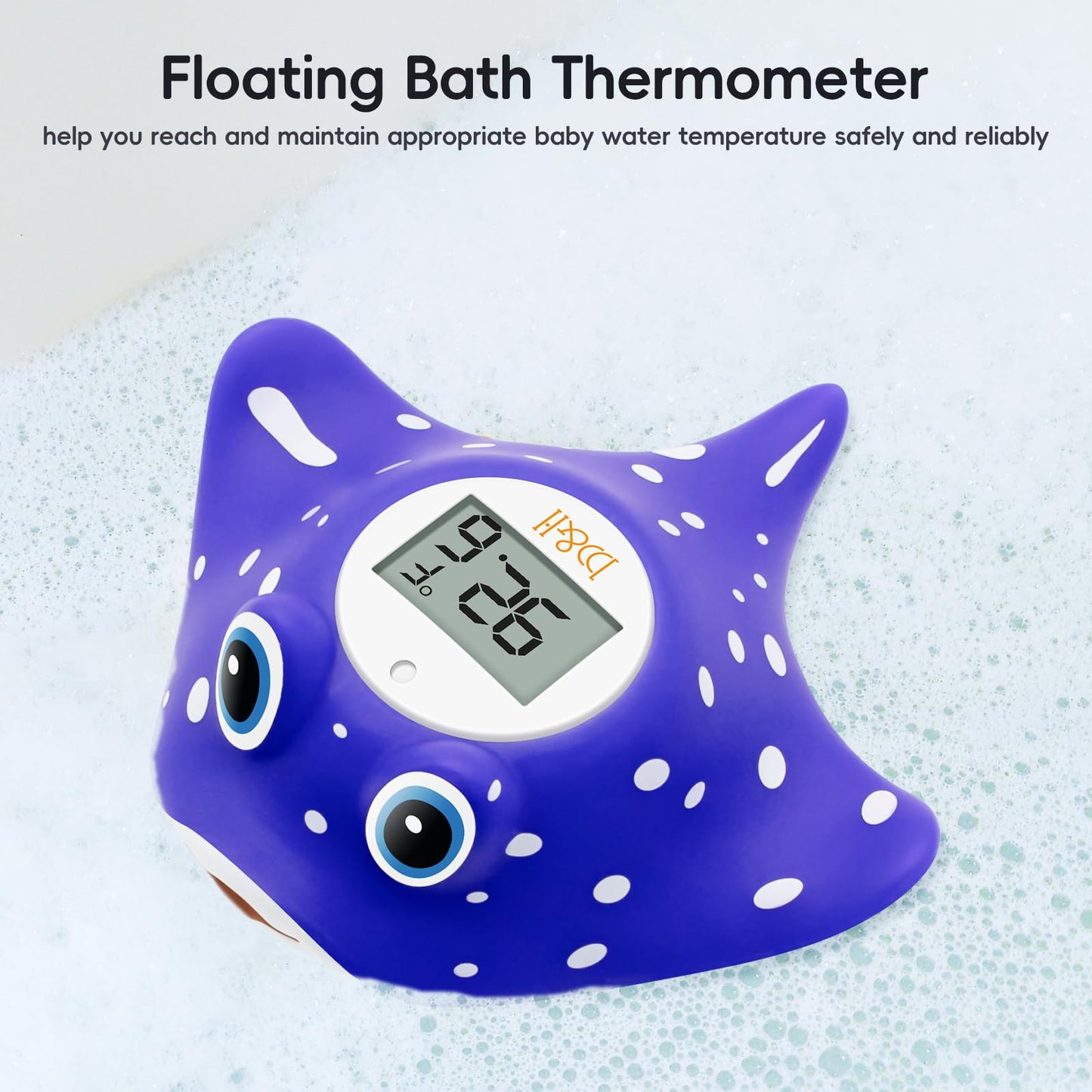 B&H Baby Bath Thermometer - Instant Read Digital Thermometer For Infant Bathtub And Room, Measure Newborn Water Temperature, Saf