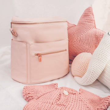 Mini Diaper Bag Leather By Miss Fong,Small Diaper Bag With In Bag Organizer, Insulated Pocket And Shoulder Strap(Pink Rose)